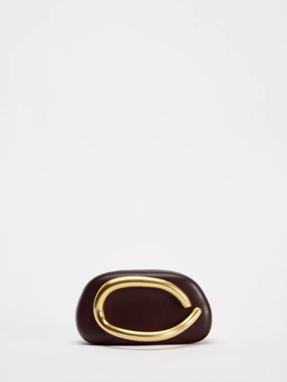 Zara Burgundy Box Clutch with Gold Accent